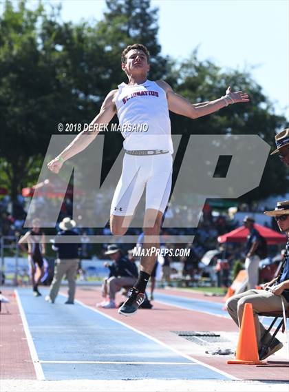 Thumbnail 3 in CIF State Track and Field Championships (Boys Long Jump Qualifying) photogallery.