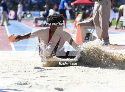 Thumbnail 3 in CIF State Track and Field Championships (Boys Long Jump Qualifying) photogallery.