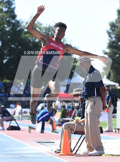 Thumbnail 2 in CIF State Track and Field Championships (Boys Long Jump Qualifying) photogallery.