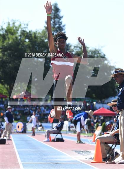 Thumbnail 3 in CIF State Track and Field Championships (Boys Long Jump Qualifying) photogallery.