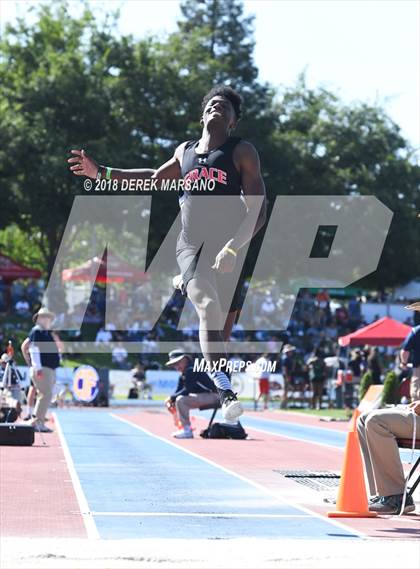 Thumbnail 3 in CIF State Track and Field Championships (Boys Long Jump Qualifying) photogallery.