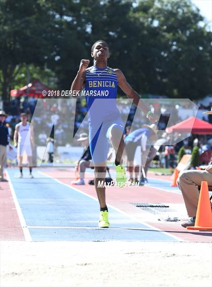 Thumbnail 1 in CIF State Track and Field Championships (Boys Long Jump Qualifying) photogallery.