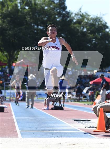 Thumbnail 2 in CIF State Track and Field Championships (Boys Long Jump Qualifying) photogallery.