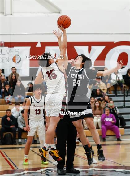 Thumbnail 1 in Whitney vs Sotomayor (CIF State Boys Basketball Championships D5 Round 1) photogallery.