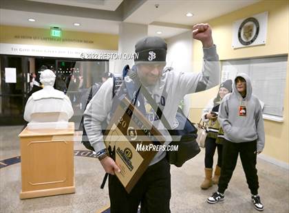 Thumbnail 2 in Mater Dei vs. St. John Bosco (Post Game) photogallery.