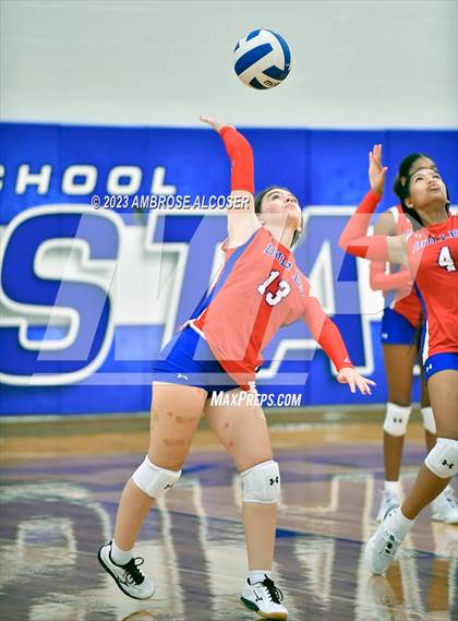 Thumbnail 2 in Grand Oaks vs. Fort Bend Dulles (2023 KISD/CFISD Varsity Tournament) photogallery.