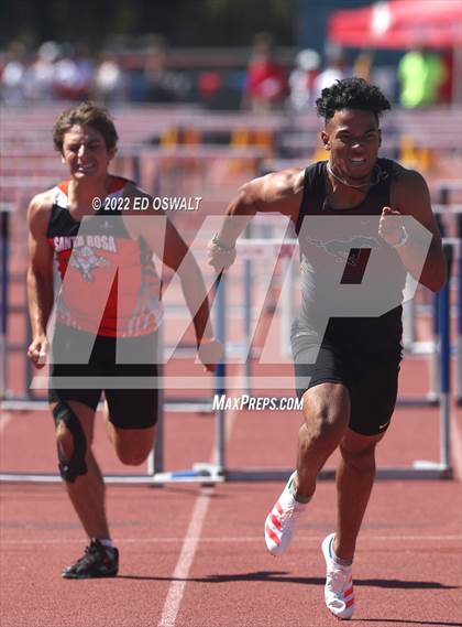 Thumbnail 3 in CIF NCS Meet of Champions (Boys Sprint Finals 100 400 800 110H 300H 4x100 4x400) photogallery.