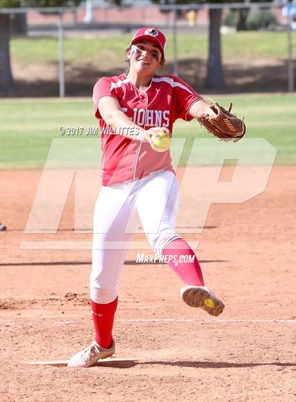 Thumbnail 1 in St. Johns vs Mogollon (Chandler Prep Softball Classic Silver Final)  photogallery.