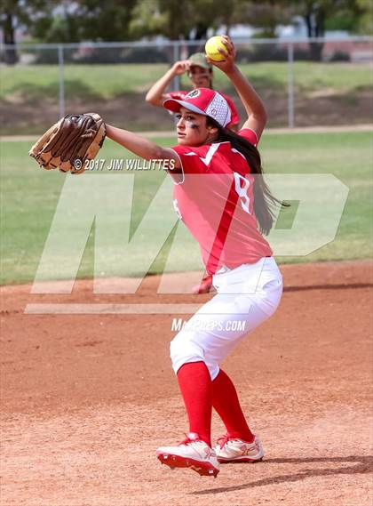 Thumbnail 2 in St. Johns vs Mogollon (Chandler Prep Softball Classic Silver Final)  photogallery.