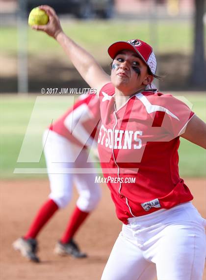 Thumbnail 3 in St. Johns vs Mogollon (Chandler Prep Softball Classic Silver Final)  photogallery.