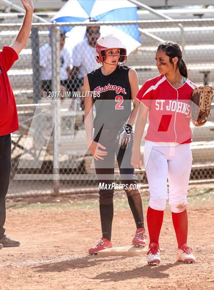 Thumbnail 1 in St. Johns vs Mogollon (Chandler Prep Softball Classic Silver Final)  photogallery.