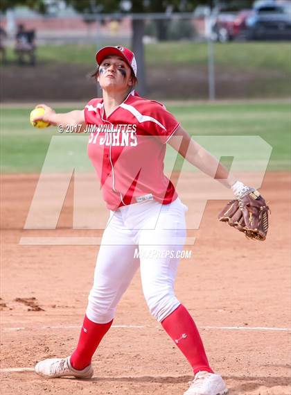 Thumbnail 1 in St. Johns vs Mogollon (Chandler Prep Softball Classic Silver Final)  photogallery.