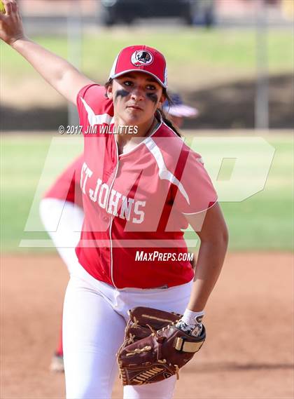 Thumbnail 2 in St. Johns vs Mogollon (Chandler Prep Softball Classic Silver Final)  photogallery.