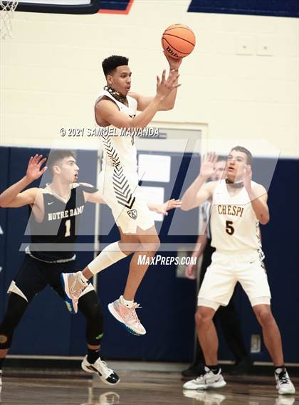 Thumbnail 2 in Crespi vs  Notre Dame (SO) (6th Annual West Valley Varsity Basketball Tip-off Classic Final) photogallery.