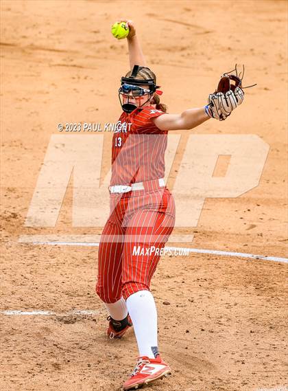 Thumbnail 3 in Santa Gertrudis Academy vs. Coahoma (UIL 3A Softball Final) photogallery.