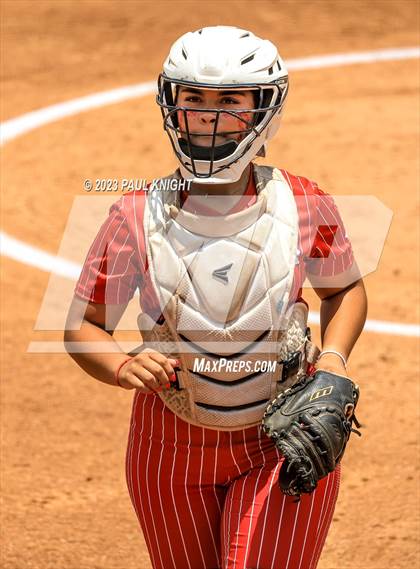 Thumbnail 3 in Santa Gertrudis Academy vs. Coahoma (UIL 3A Softball Final) photogallery.