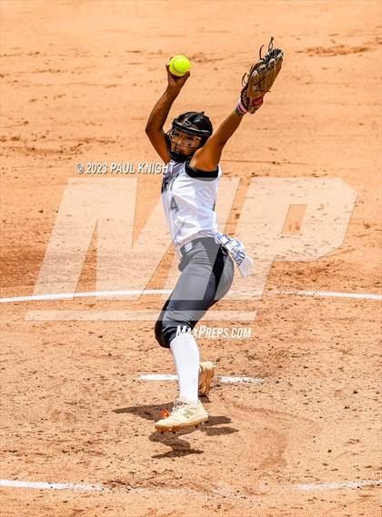 Thumbnail 3 in Santa Gertrudis Academy vs. Coahoma (UIL 3A Softball Final) photogallery.