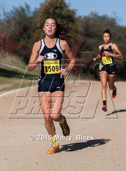 Thumbnail 1 in CIF State Cross Country Championships (D2 Girls Race) photogallery.