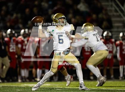 Thumbnail 1 in Cathedral vs. New Palestine (IHSAA 5A Section 13 Finals) photogallery.