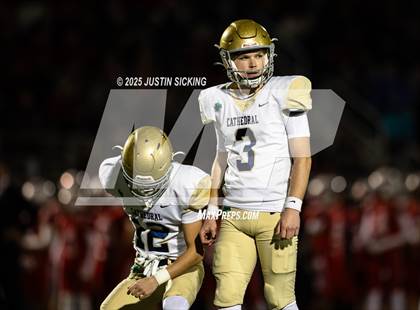 Thumbnail 2 in Cathedral vs. New Palestine (IHSAA 5A Section 13 Finals) photogallery.