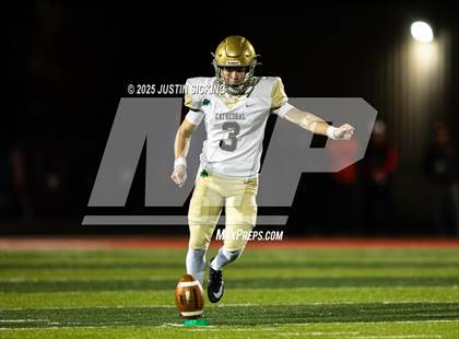Thumbnail 3 in Cathedral vs. New Palestine (IHSAA 5A Section 13 Finals) photogallery.