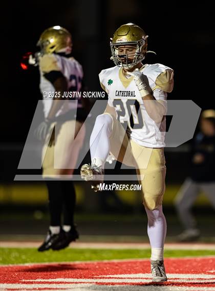 Thumbnail 1 in Cathedral vs. New Palestine (IHSAA 5A Section 13 Finals) photogallery.