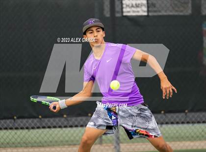 Thumbnail 1 in UIL 1A & 2A Tennis Mixed Doubles Semifinals photogallery.