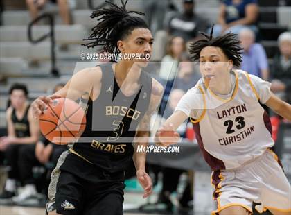 Thumbnail 1 in Layton Christian Academy vs. St. John Bosco (Hoophall West - Nike TOC) photogallery.