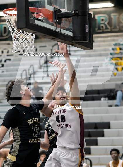 Thumbnail 3 in Layton Christian Academy vs. St. John Bosco (Hoophall West - Nike TOC) photogallery.