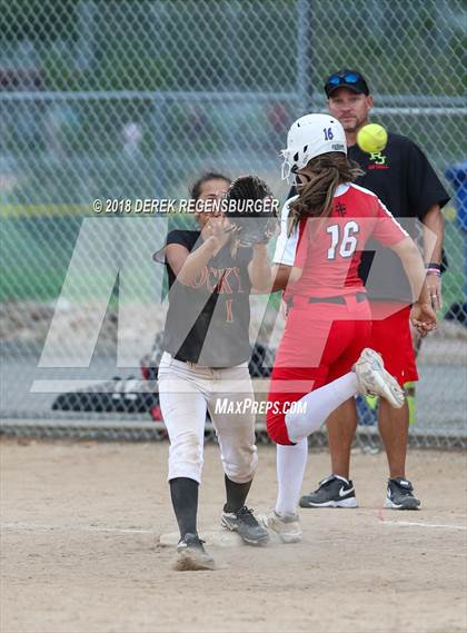 Thumbnail 2 in Rocky Mountain vs Regis Jesuit (Loveland Softball Showcase) photogallery.