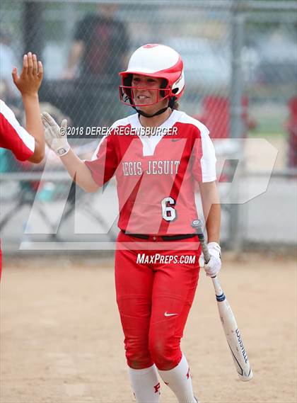 Thumbnail 2 in Rocky Mountain vs Regis Jesuit (Loveland Softball Showcase) photogallery.