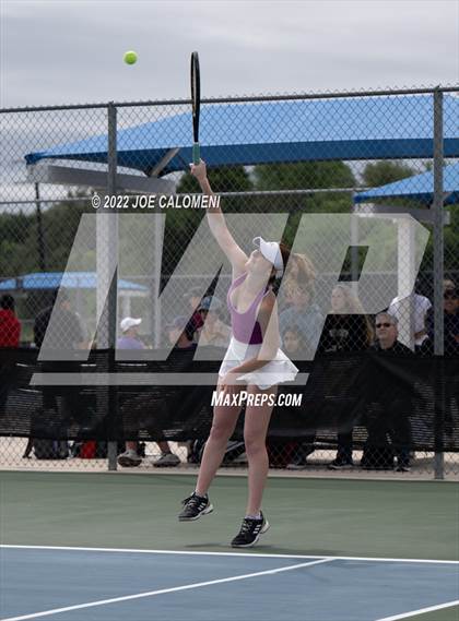 Thumbnail 1 in Liberty Hill vs Lebanon Trail (UIL 5A Girls Doubles State Quarterfinal) photogallery.