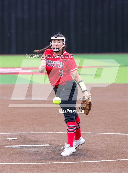 Thumbnail 1 in South Grand Prairie vs. Plano West (UIL 6A Softball Area) photogallery.