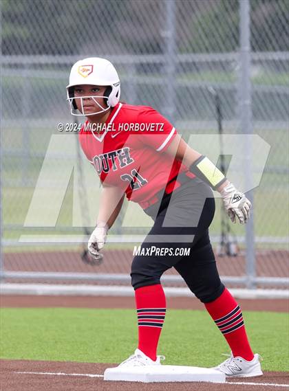 Thumbnail 2 in South Grand Prairie vs. Plano West (UIL 6A Softball Area) photogallery.
