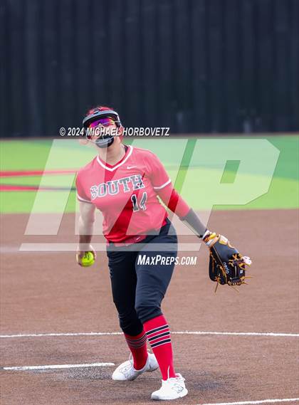 Thumbnail 2 in South Grand Prairie vs. Plano West (UIL 6A Softball Area) photogallery.
