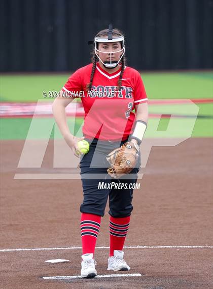 Thumbnail 3 in South Grand Prairie vs. Plano West (UIL 6A Softball Area) photogallery.