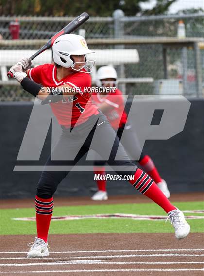 Thumbnail 3 in South Grand Prairie vs. Plano West (UIL 6A Softball Area) photogallery.