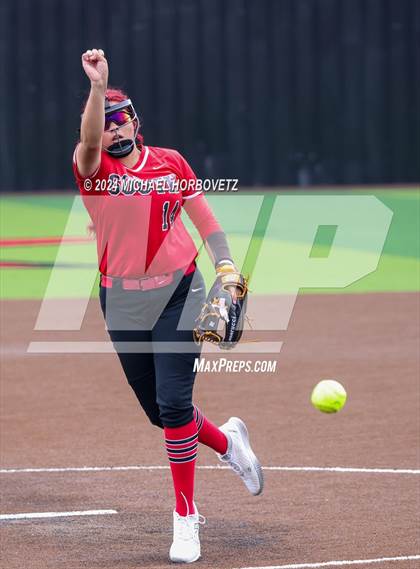 Thumbnail 2 in South Grand Prairie vs. Plano West (UIL 6A Softball Area) photogallery.