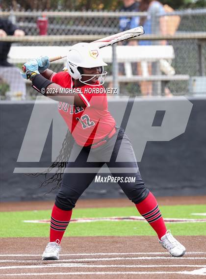 Thumbnail 3 in South Grand Prairie vs. Plano West (UIL 6A Softball Area) photogallery.