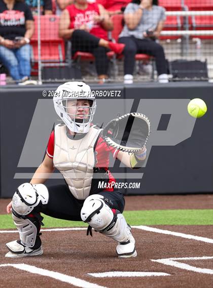 Thumbnail 3 in South Grand Prairie vs. Plano West (UIL 6A Softball Area) photogallery.