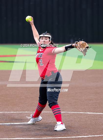 Thumbnail 3 in South Grand Prairie vs. Plano West (UIL 6A Softball Area) photogallery.