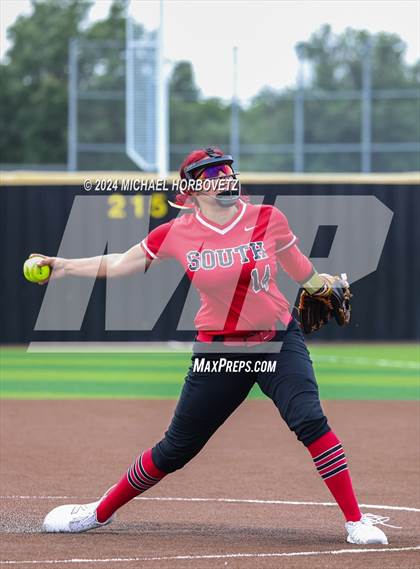 Thumbnail 1 in South Grand Prairie vs. Plano West (UIL 6A Softball Area) photogallery.