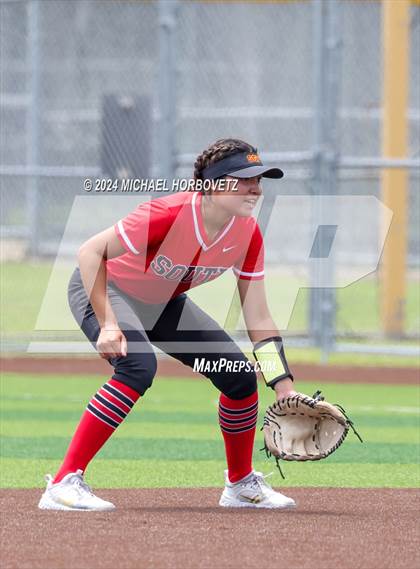 Thumbnail 1 in South Grand Prairie vs. Plano West (UIL 6A Softball Area) photogallery.