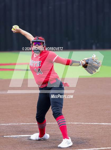 Thumbnail 1 in South Grand Prairie vs. Plano West (UIL 6A Softball Area) photogallery.