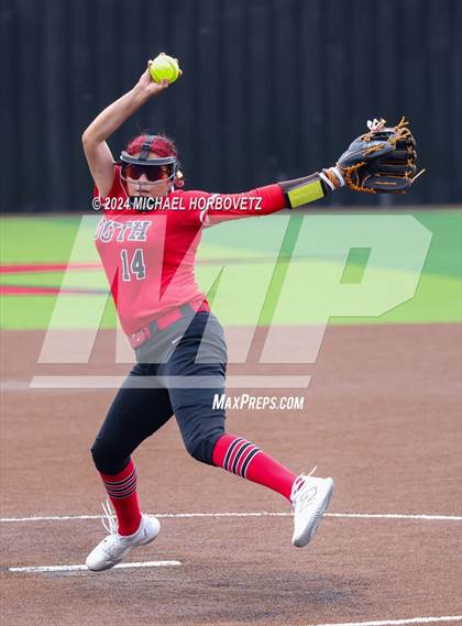 Thumbnail 3 in South Grand Prairie vs. Plano West (UIL 6A Softball Area) photogallery.
