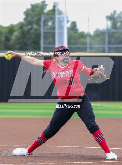 Thumbnail 2 in South Grand Prairie vs. Plano West (UIL 6A Softball Area) photogallery.