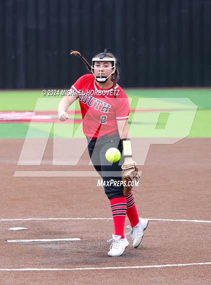 Thumbnail 2 in South Grand Prairie vs. Plano West (UIL 6A Softball Area) photogallery.