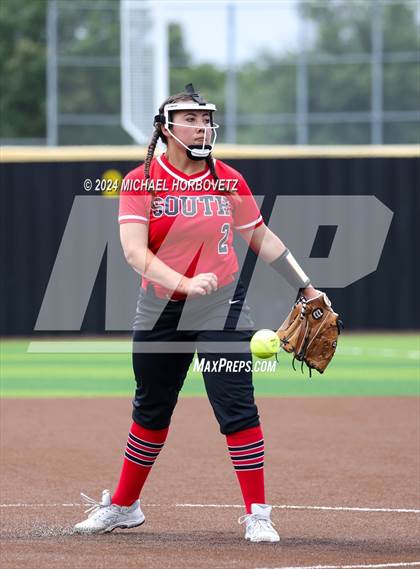 Thumbnail 1 in South Grand Prairie vs. Plano West (UIL 6A Softball Area) photogallery.