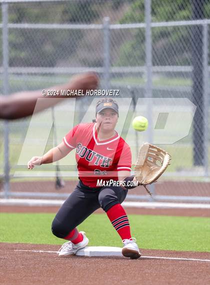 Thumbnail 2 in South Grand Prairie vs. Plano West (UIL 6A Softball Area) photogallery.