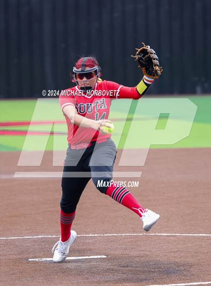 Thumbnail 2 in South Grand Prairie vs. Plano West (UIL 6A Softball Area) photogallery.